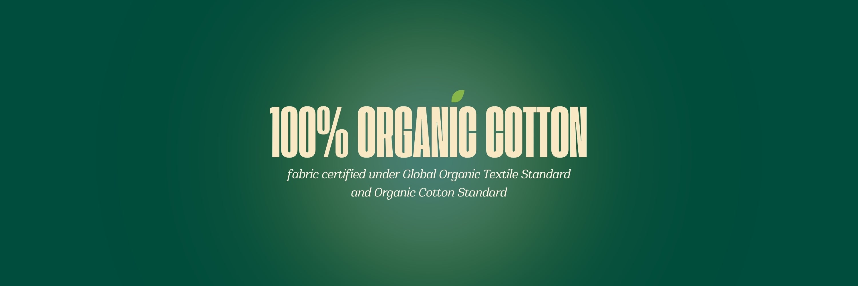 Brightluv 100% Organic Cotton certification text on a green background