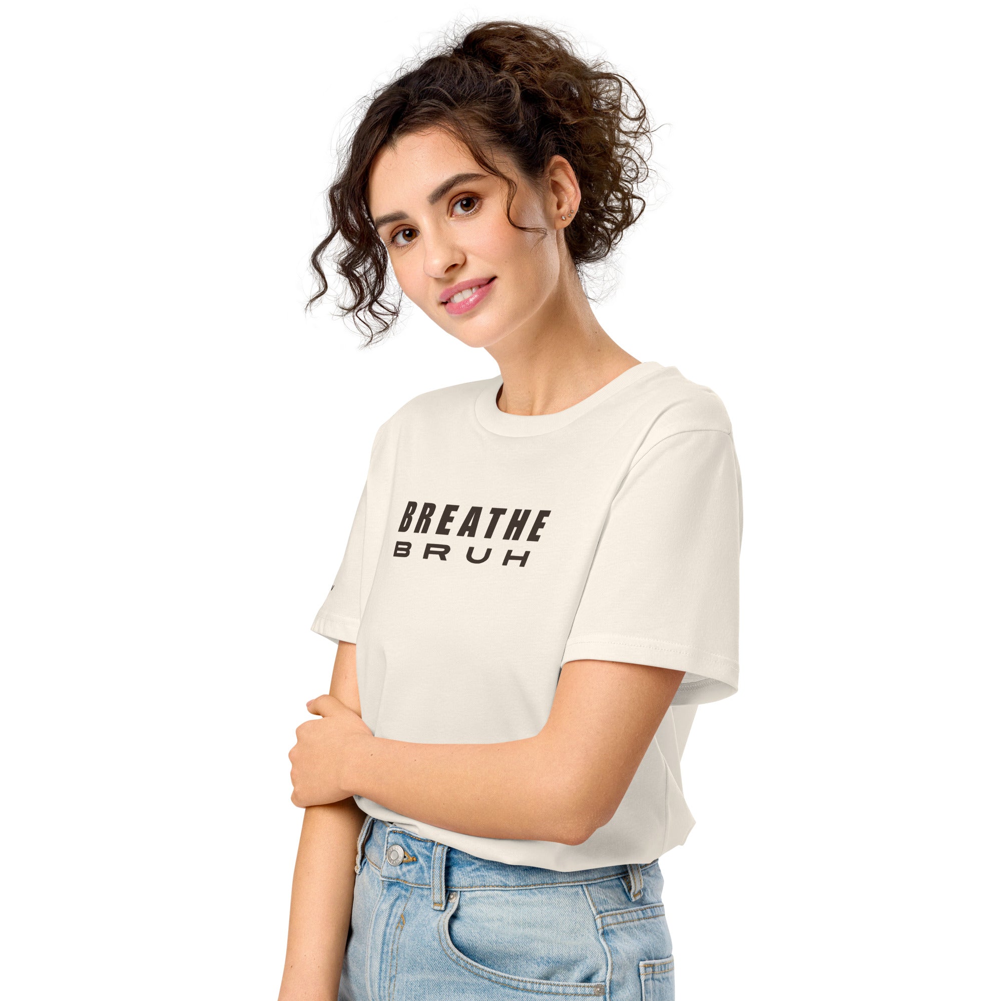 Breathe Bruh minimalist cotton t-shirt, premium weight unisex graphic tee #color_vintage white