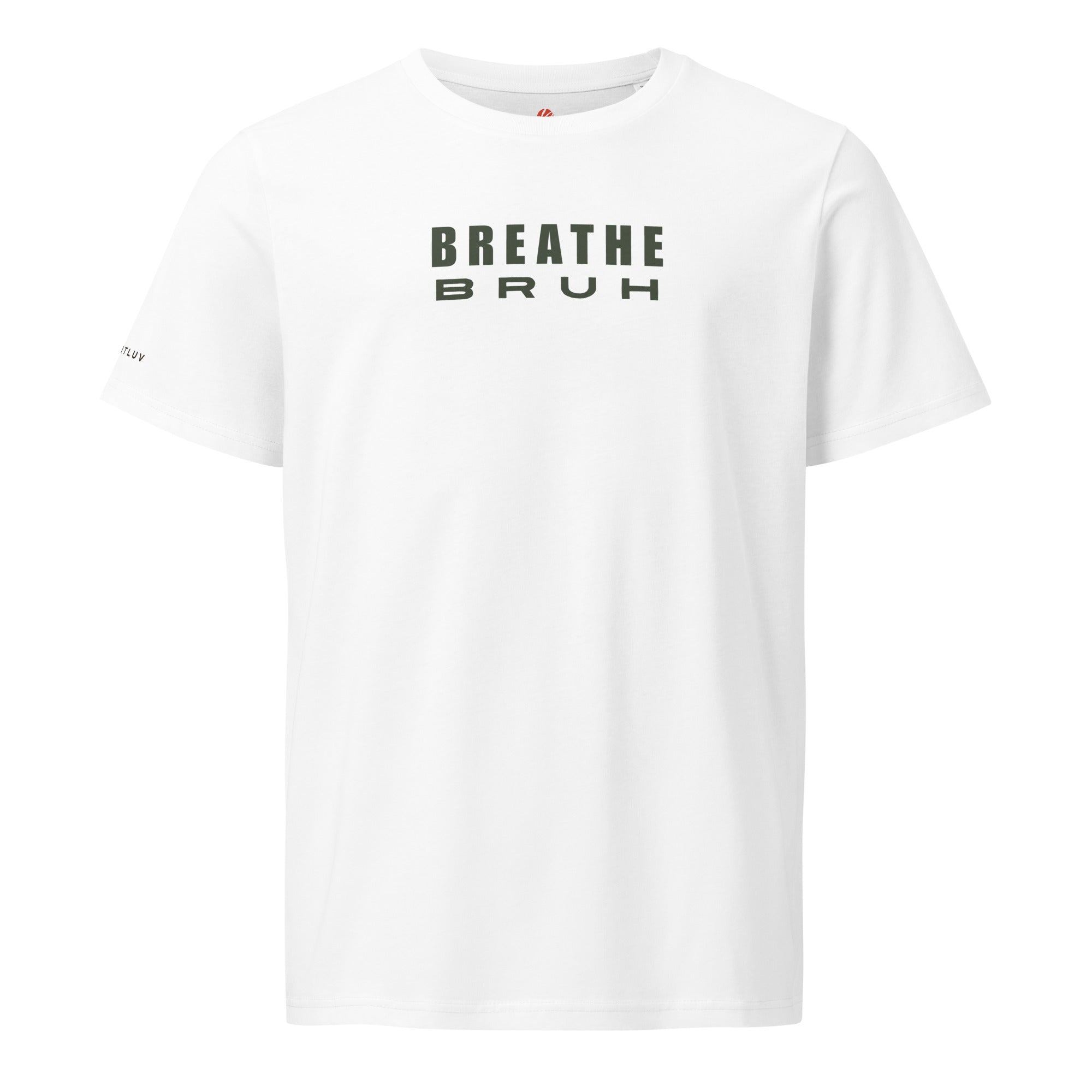Breathe Bruh minimalist cotton t-shirt, premium weight unisex graphic tee #color_white