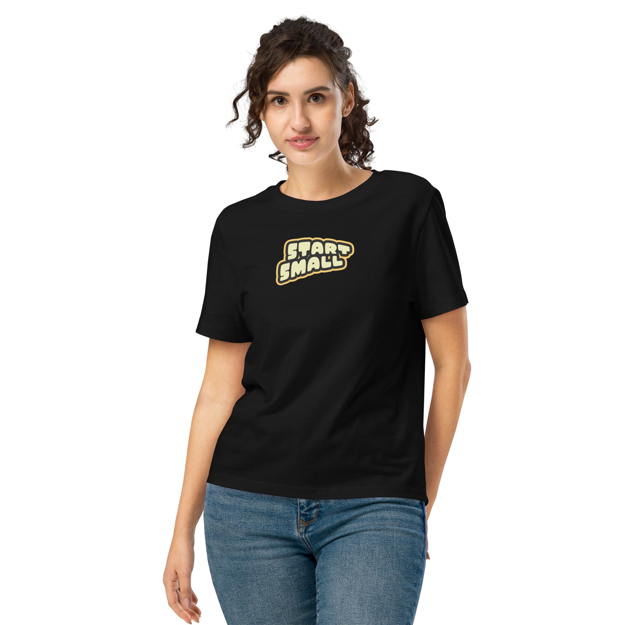 Start Small Brightluv Apparel Motivational Tee #color_black