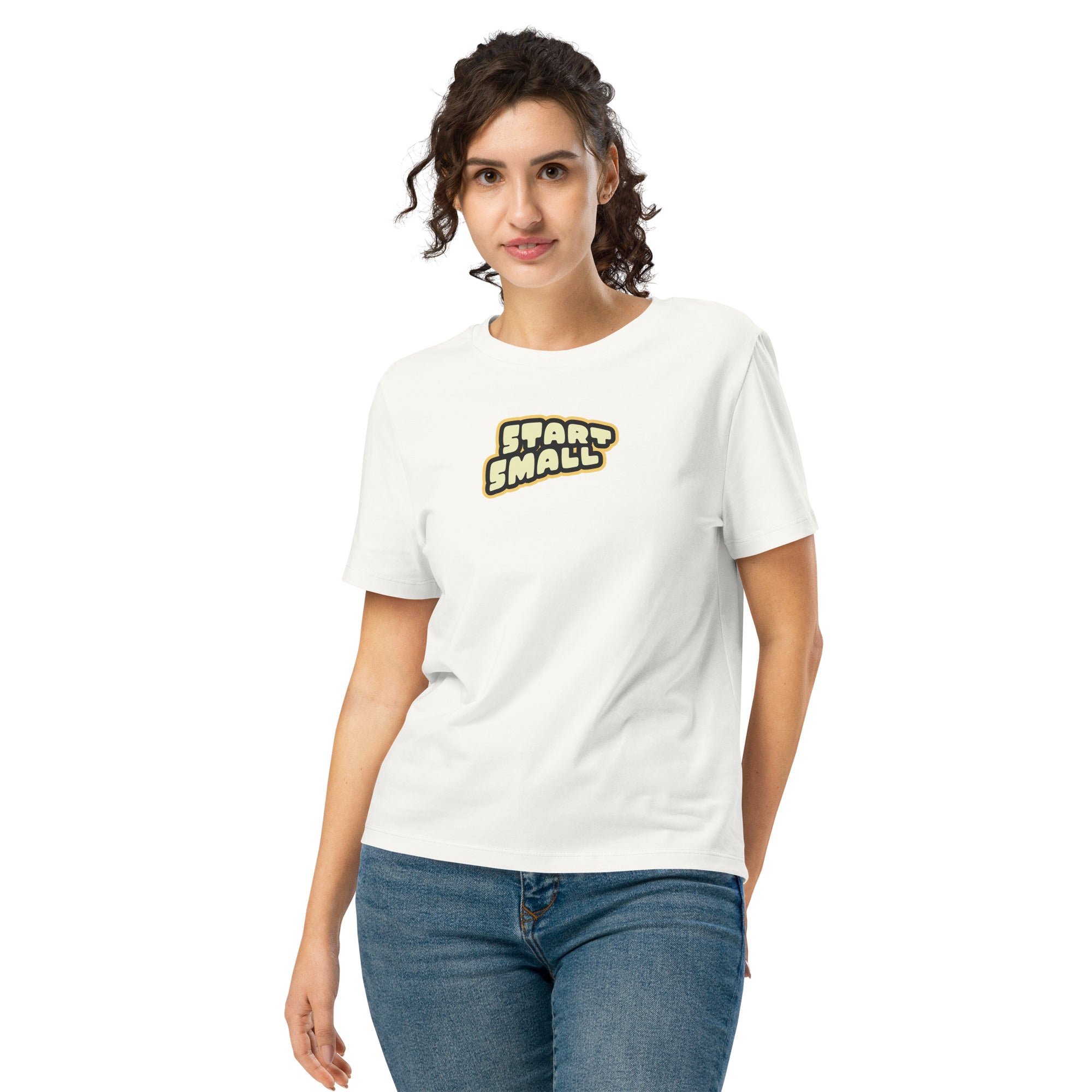 Start Small Brightluv Apparel Motivational Tee #color_off white