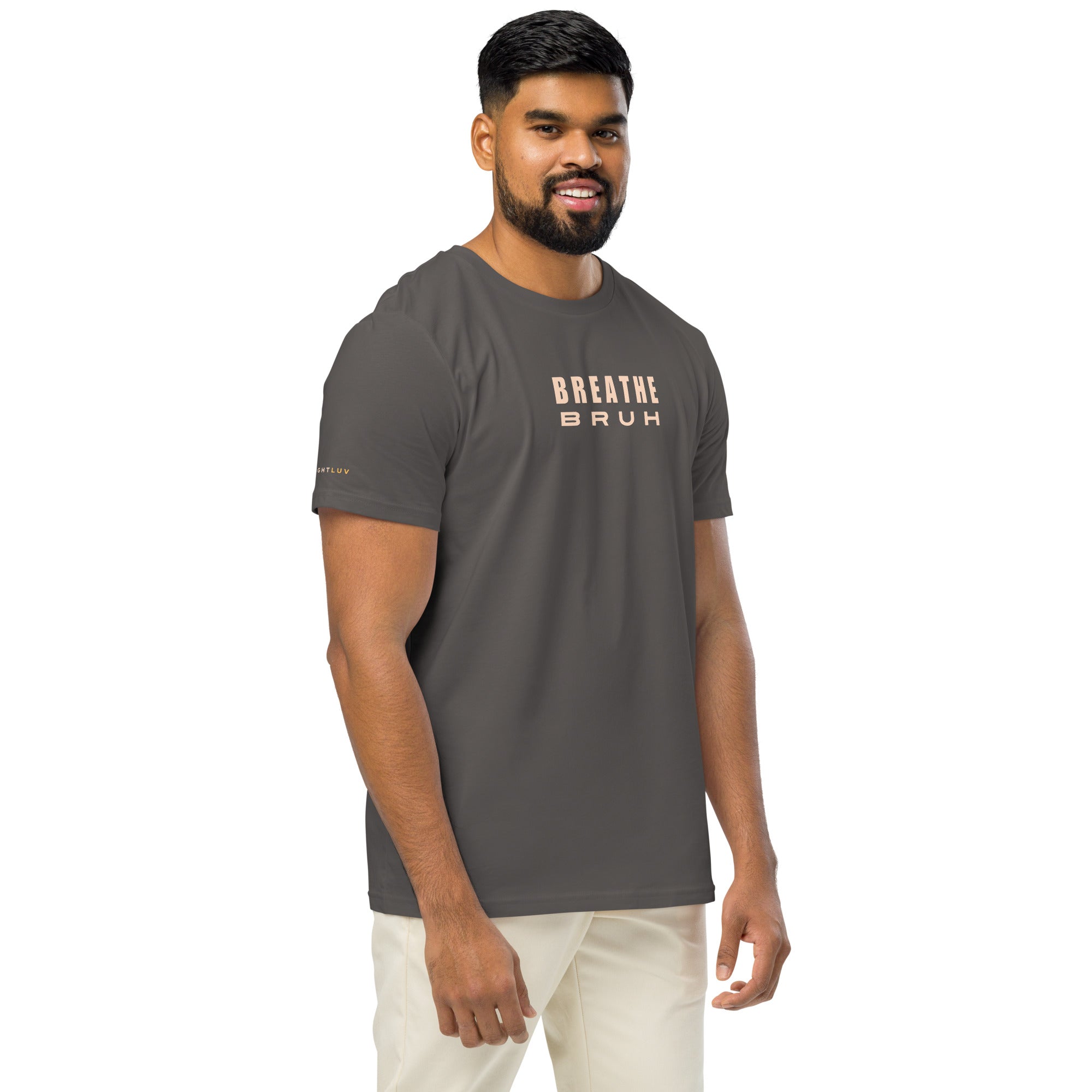 Breathe Bruh minimalist cotton t-shirt, premium weight unisex graphic tee #color_anthracite