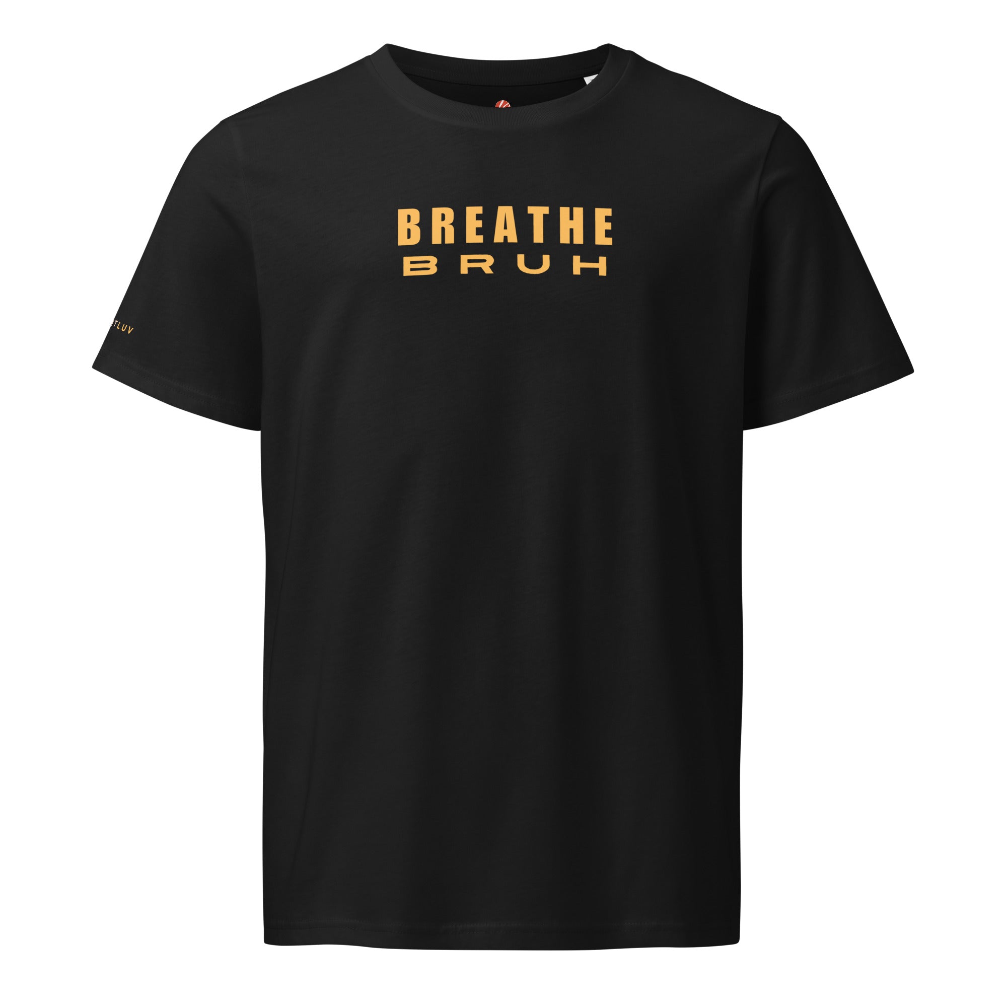 Breathe Bruh minimalist cotton t-shirt, premium weight unisex graphic tee #color_black