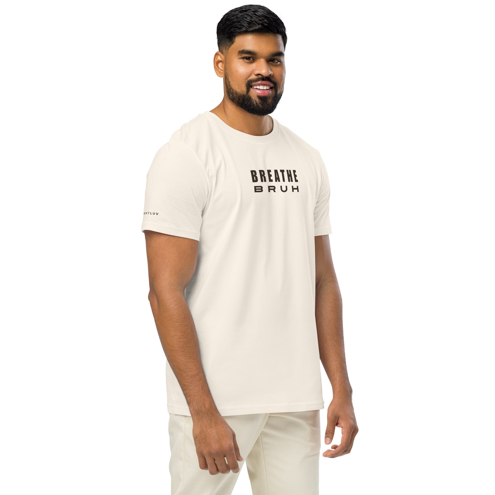 Breathe Bruh minimalist cotton t-shirt, premium weight unisex graphic tee #color_vintage white